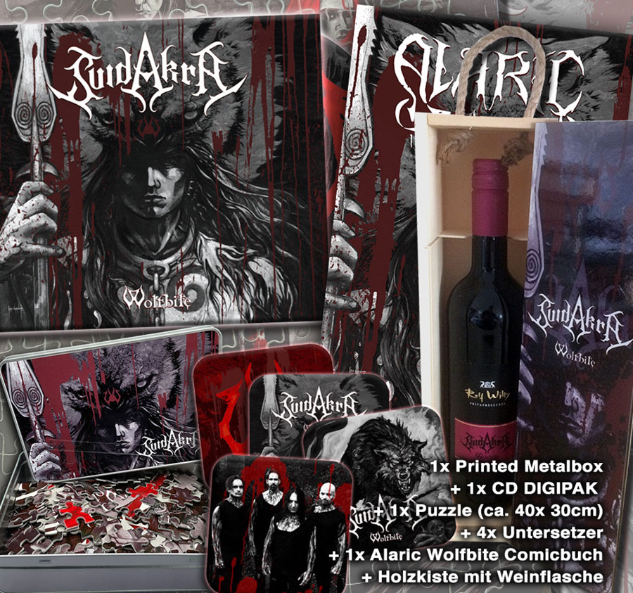 SUIDAKRA - Wolfbite LIMITED MEGA-BUNDLE with exclusive Wine and Box and Digipak CD (Release: 25.06.) SHIPMENT ONLY WITHIN THE EU