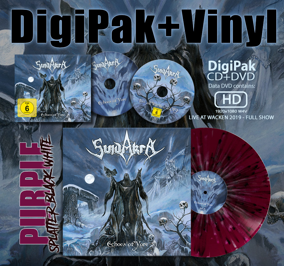 SUIDAKRA - Echoes Of Yore SPECIAL PACK (Digipak CD + DVD + LP purple with black/white splatter)